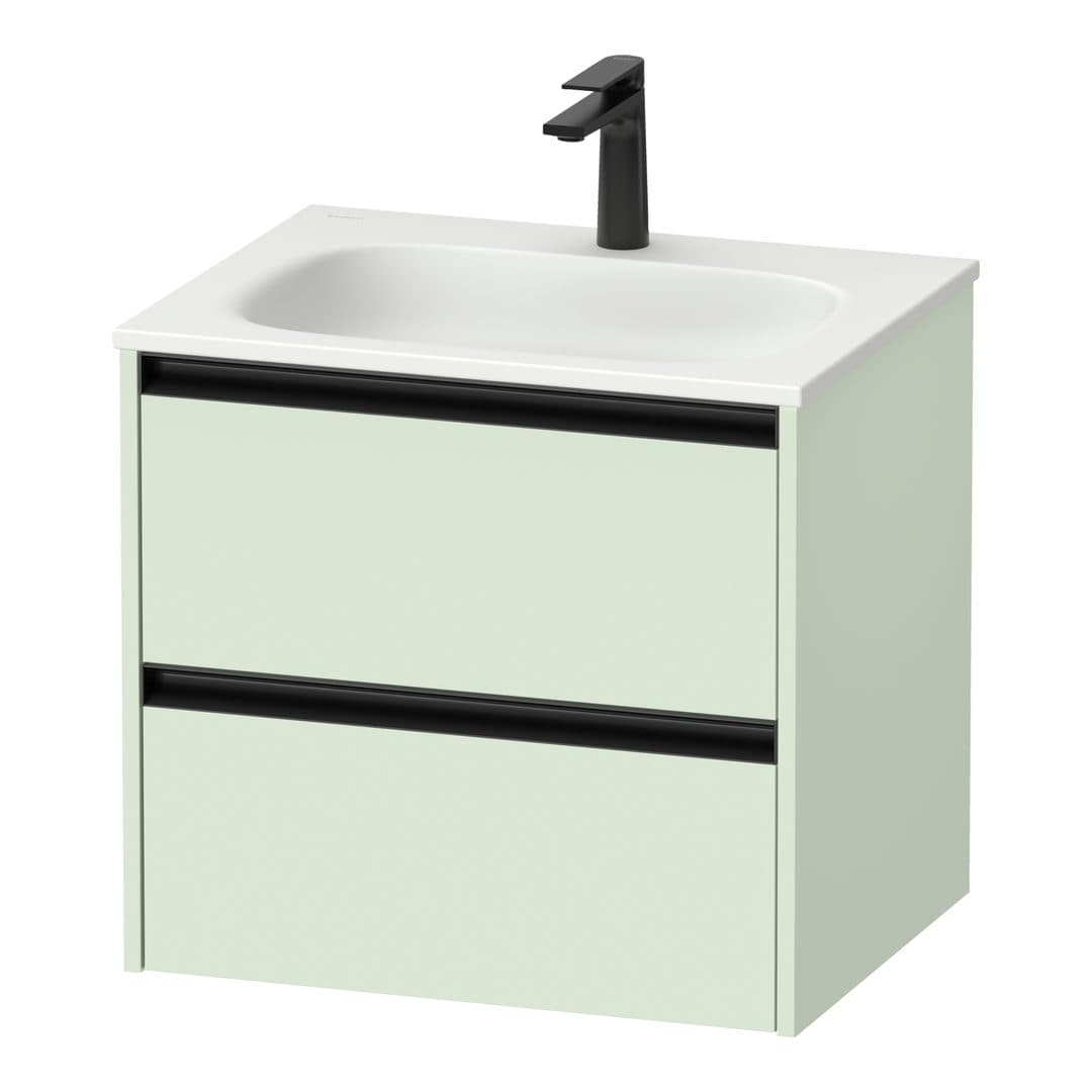 Duravit Sivida – Έπιπλο Νιπτήρα – 610 mm, 2 συρτάρια, νιπτήρας κέντρο, 610 x 480 x 552 mm, Diamond black Matt – Pale Green Matt, Decor (SV69940HHHH0000)
