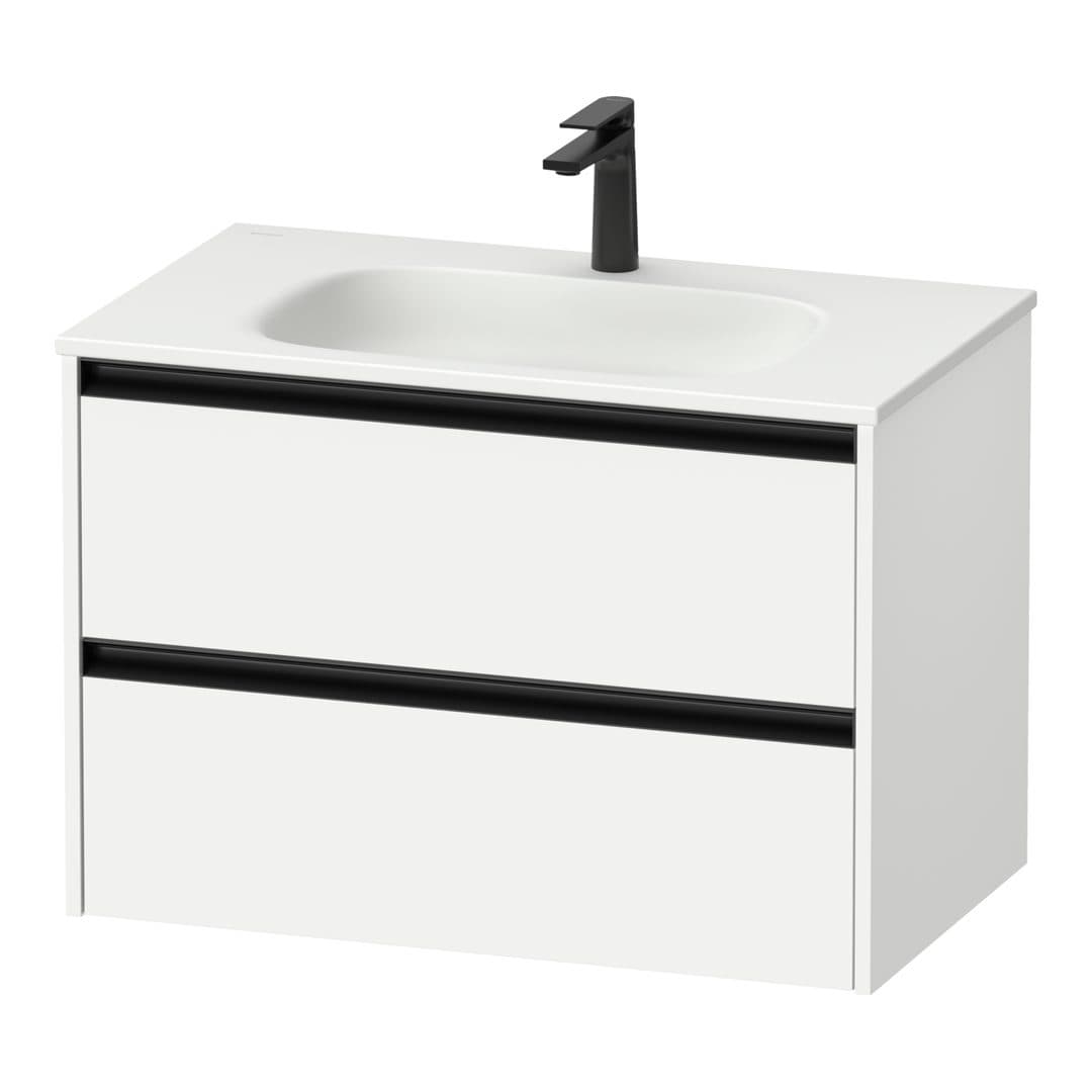 Duravit Sivida – Έπιπλο Νιπτήρα – 810 mm, 2 συρτάρια, νιπτήρας κέντρο, 810 x 480 x 552 mm, Diamond black Matt – White Matt, Decor (SV6995018180000)