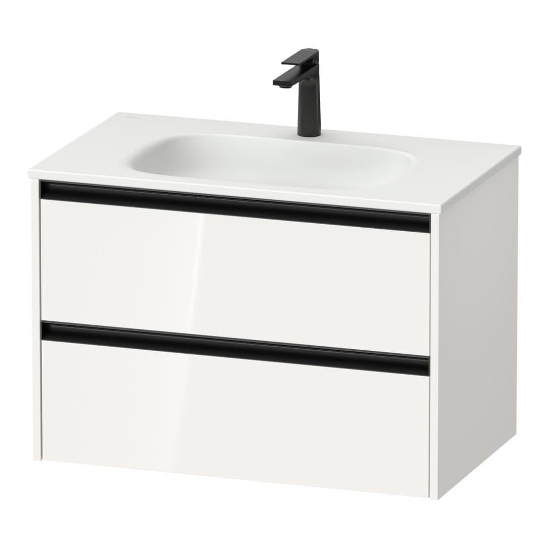 Duravit Sivida – Έπιπλο Νιπτήρα – 810 mm, 2 συρτάρια, νιπτήρας κέντρο, 810 x 480 x 552 mm, Diamond black Matt – White High Gloss, Decor (SV6995022220000)