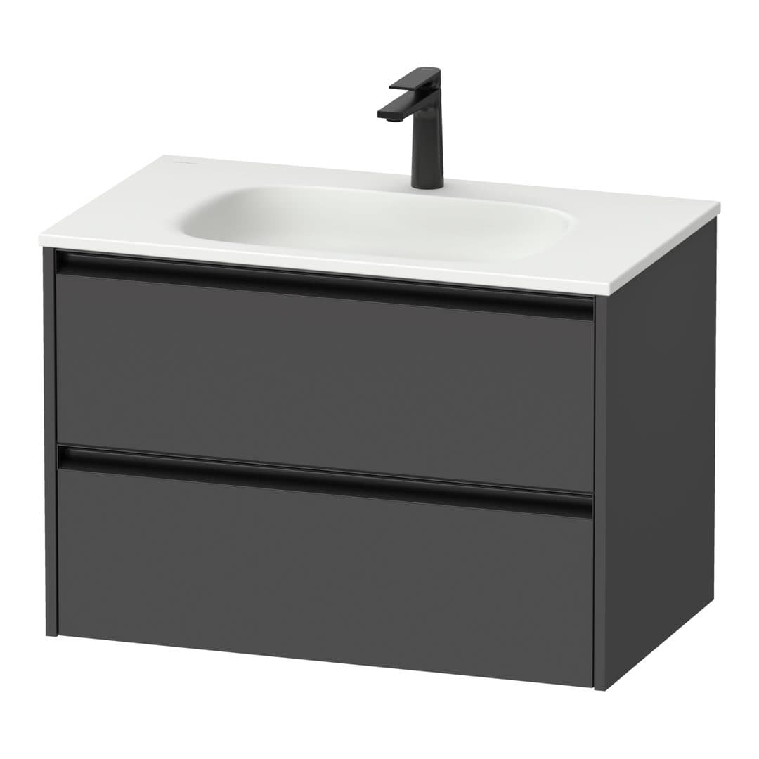 Duravit Sivida – Έπιπλο Νιπτήρα – 810 mm, 2 συρτάρια, νιπτήρας κέντρο, 810 x 480 x 552 mm, Diamond black Matt – Graphite Matt, Decor (SV6995049490000)