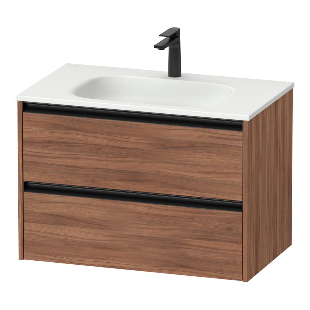 Duravit Sivida – Έπιπλο Νιπτήρα – 810 mm, 2 συρτάρια, νιπτήρας κέντρο, 810 x 480 x 552 mm, Diamond black Matt – Walnut Matt, Decor (SV6995079790000)