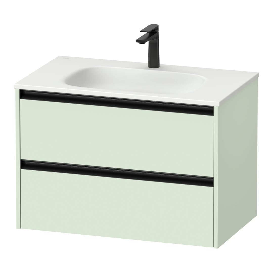 Duravit Sivida – Έπιπλο Νιπτήρα – 810 mm, 2 συρτάρια, νιπτήρας κέντρο, 810 x 480 x 552 mm, Diamond black Matt – Pale Green Matt, Decor (SV69950HHHH0000)