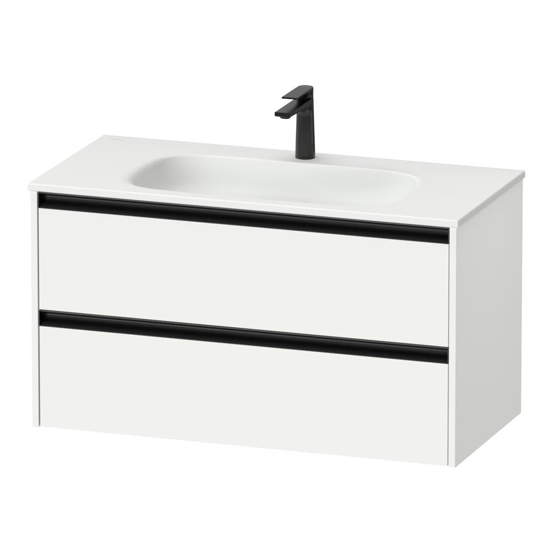 Duravit Sivida – Έπιπλο Νιπτήρα – 1010 mm, 2 συρτάρια, νιπτήρας κέντρο, 1010 x 480 x 552 mm, Diamond black Matt – White Matt, Decor (SV6996018180000)