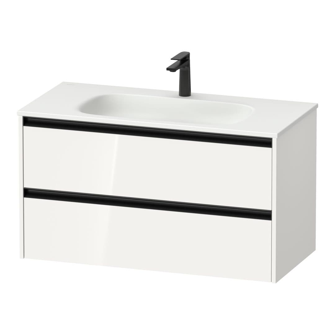 Duravit Sivida – Έπιπλο Νιπτήρα – 1010 mm, 2 συρτάρια, νιπτήρας κέντρο, 1010 x 480 x 552 mm, Diamond black Matt – White High Gloss, Decor (SV6996022220000)