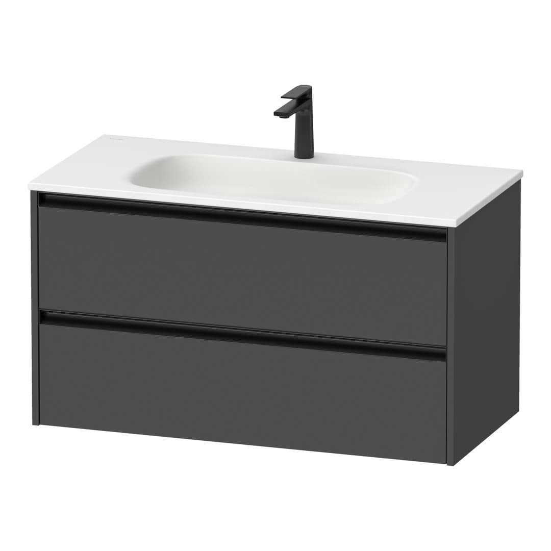 Duravit Sivida – Έπιπλο Νιπτήρα – 1010 mm, 2 συρτάρια, νιπτήρας κέντρο, 1010 x 480 x 552 mm, Diamond black Matt – Graphite Matt, Decor (SV6996049490000)