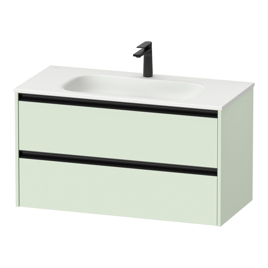 Duravit Sivida – Έπιπλο Νιπτήρα – 1010 mm, 2 συρτάρια, νιπτήρας κέντρο, 1010 x 480 x 552 mm, Diamond black Matt – Pale Green Matt, Decor (SV69960HHHH0000)