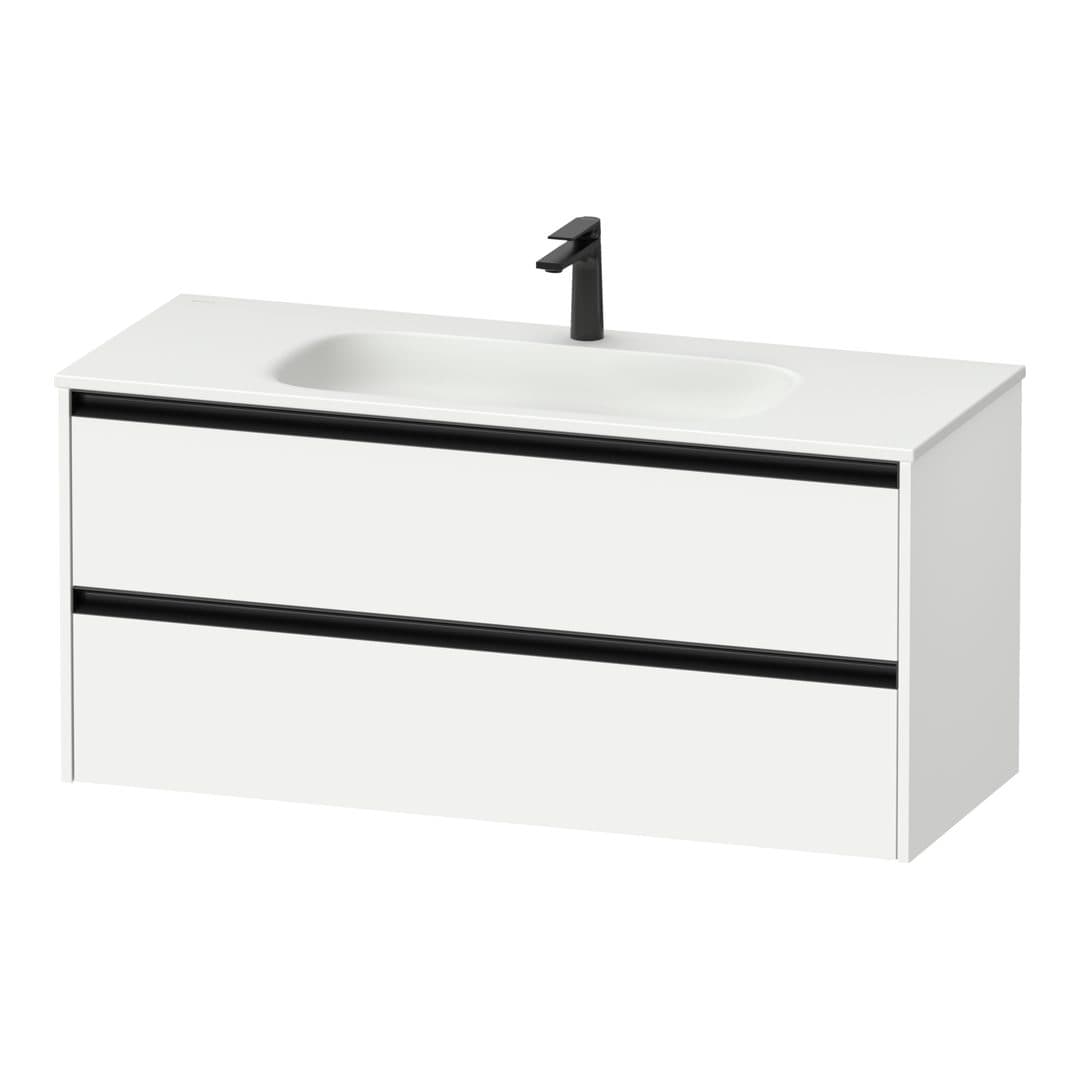 Duravit Sivida – Έπιπλο Νιπτήρα – 1210 mm, 2 συρτάρια, νιπτήρας κέντρο, 1210 x 480 x 552 mm, Diamond black Matt – White Matt, Decor (SV6997018180000)