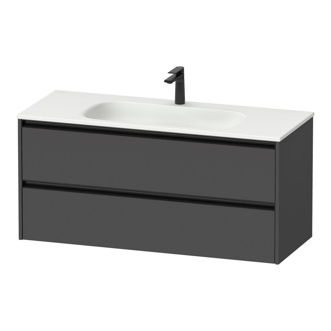 Duravit Sivida – Έπιπλο Νιπτήρα – 1210 mm, 2 συρτάρια, νιπτήρας κέντρο, 1210 x 480 x 552 mm, Diamond black Matt – Graphite Matt, Decor (SV6997049490000)