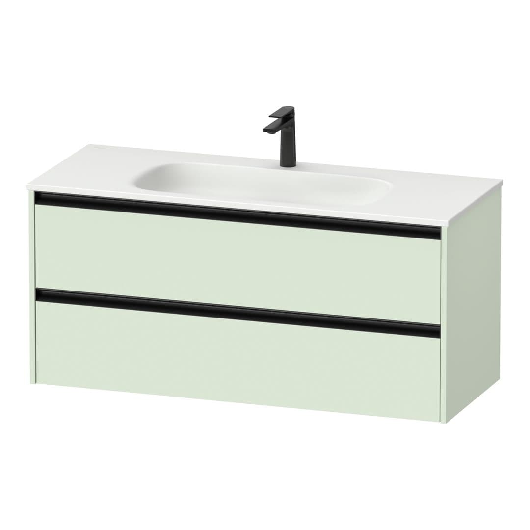Duravit Sivida – Έπιπλο Νιπτήρα – 1210 mm, 2 συρτάρια, νιπτήρας κέντρο, 1210 x 480 x 552 mm, Diamond black Matt – Pale Green Matt, Decor (SV69970HHHH0000)