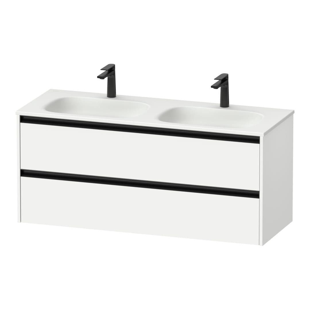 Duravit Sivida – Έπιπλο Νιπτήρα – 1280 mm, 2 συρτάρια, διπλός νιπτήρας, 1280 x 480 x 552 mm, Diamond black Matt – White Matt, Decor (SV6998018180000)