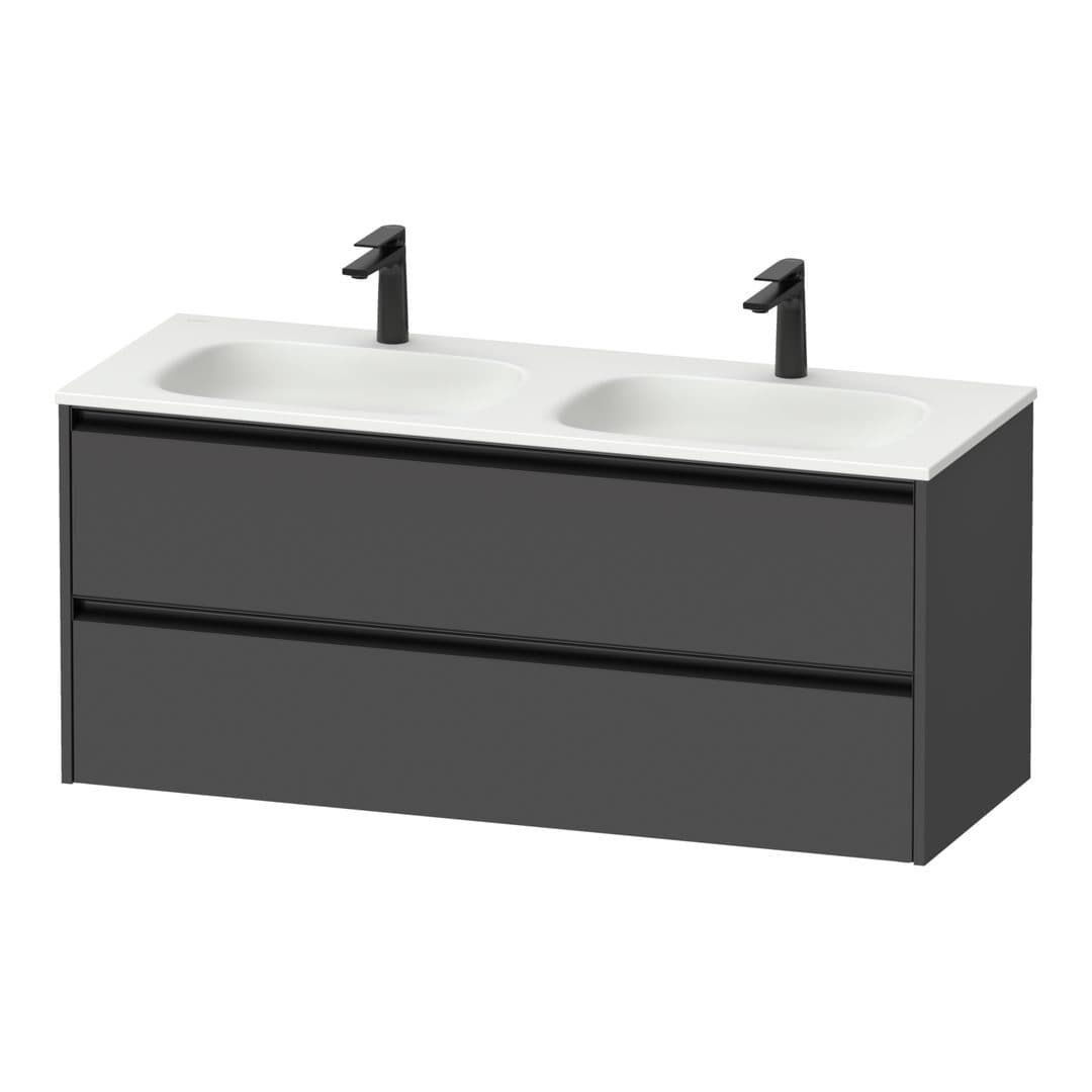 Duravit Sivida – Έπιπλο Νιπτήρα – 1280 mm, 2 συρτάρια, διπλός νιπτήρας, 1280 x 480 x 552 mm, Diamond black Matt – Graphite Matt, Decor (SV6998049490000)