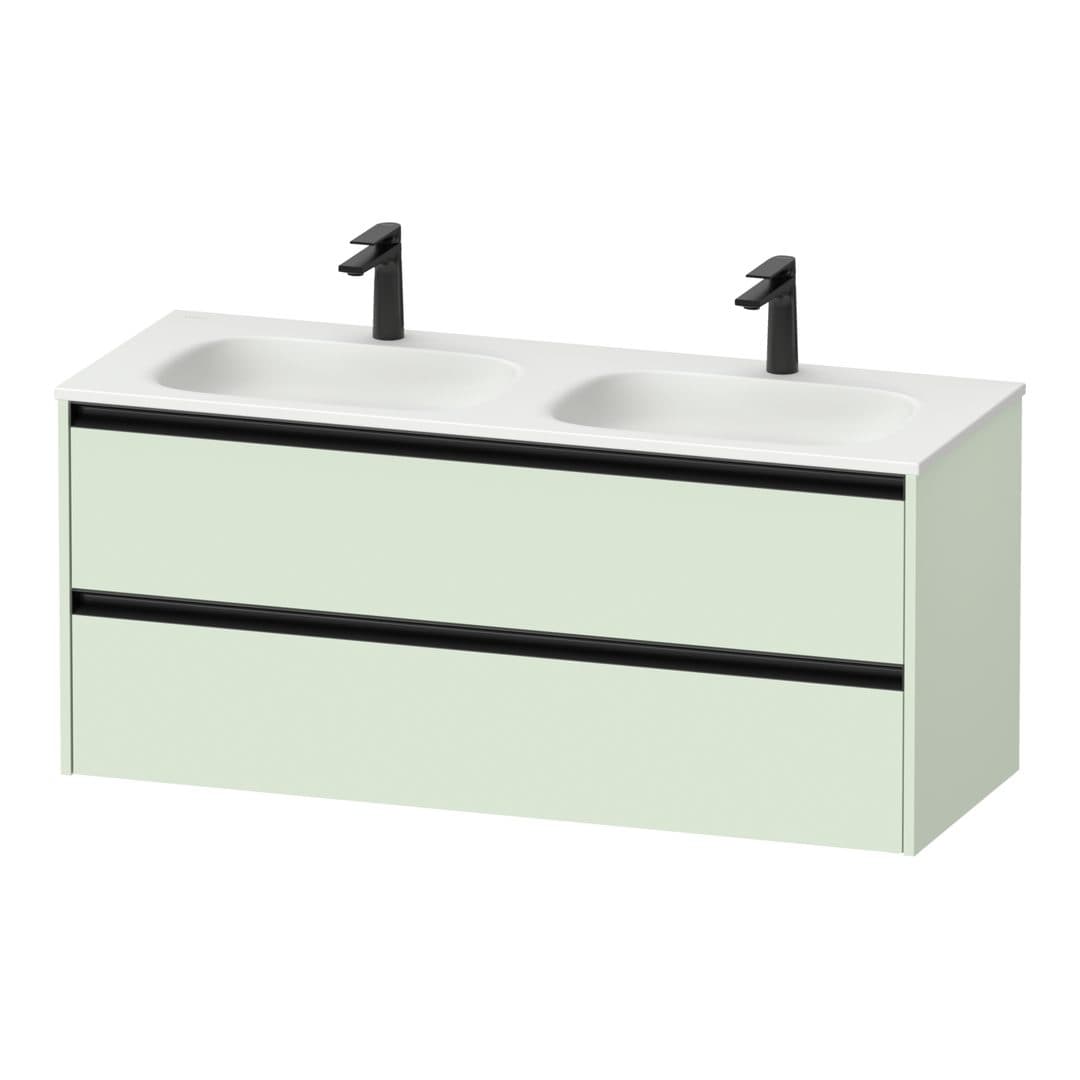 Duravit Sivida – Έπιπλο Νιπτήρα – 1280 mm, 2 συρτάρια, διπλός νιπτήρας, 1280 x 480 x 552 mm, Diamond black Matt – Pale Green Matt, Decor (SV69980HHHH0000)