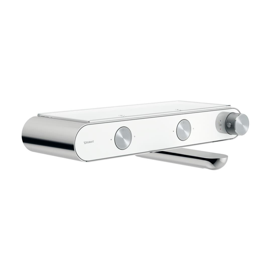 Duravit Thermostatic fittings – Μπαταρία Λουτρού Τοίχου – θερμοστατική, με ράφι Shelf 1050 – Chrome, White High Gloss (TH5220001005)