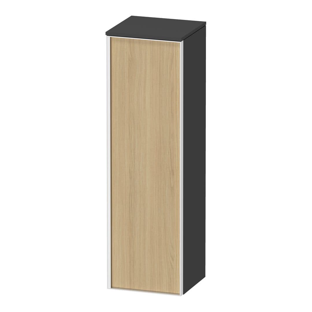 Duravit Vitrium – Κολόνα Μπάνιου – 400 mm, μεσαία, 1 πόρτα, δεξιά, σώμα Graphite Matt, με φωτισμό LED – Natural oak, Decor (VT1356R3049001W)