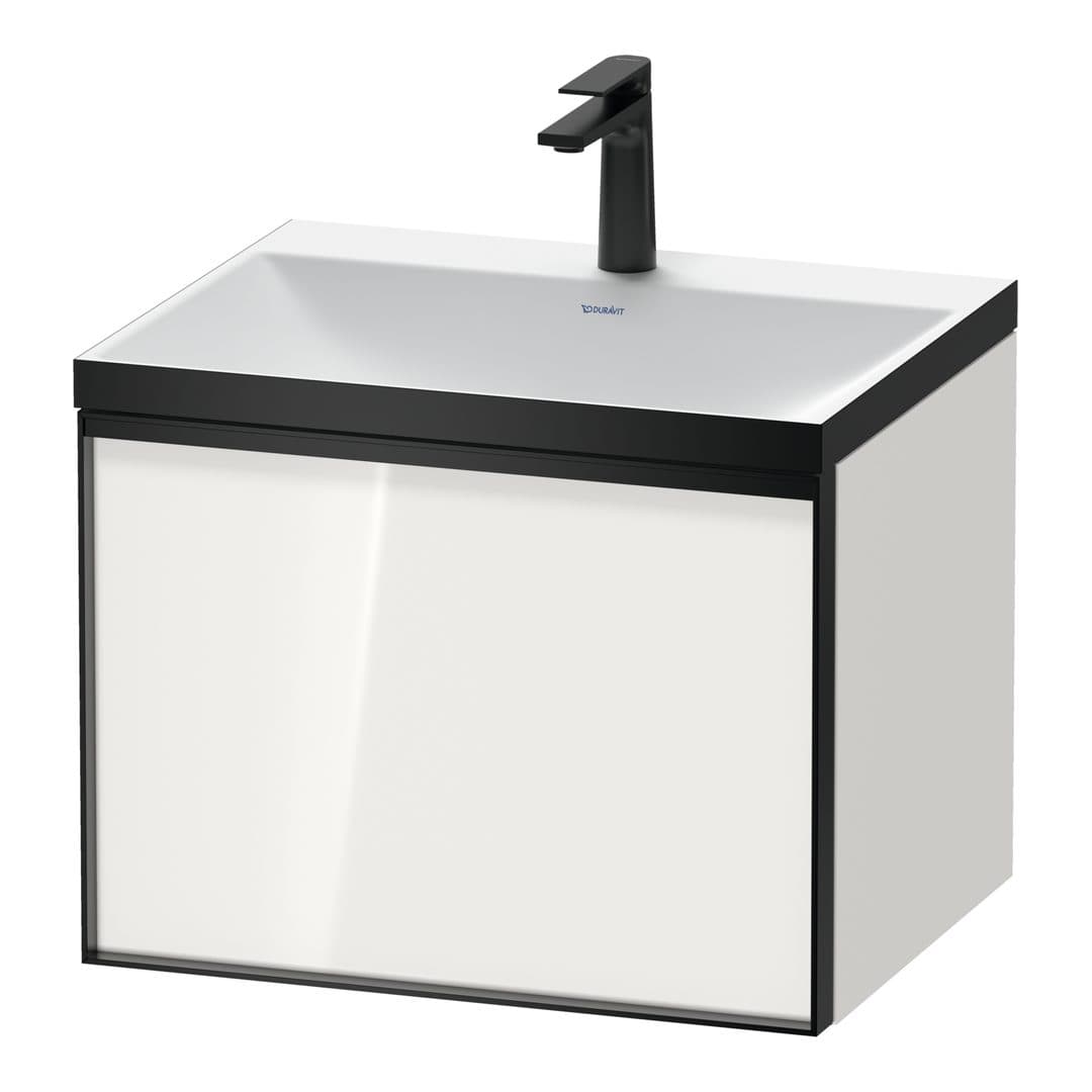 Duravit Vitrium – Έπιπλο Νιπτήρα – 600 mm, με νιπτήρα, 1 συρτάρι, σώμα White High Gloss – Graphite Matt, Decor (VT4285O4922000G)