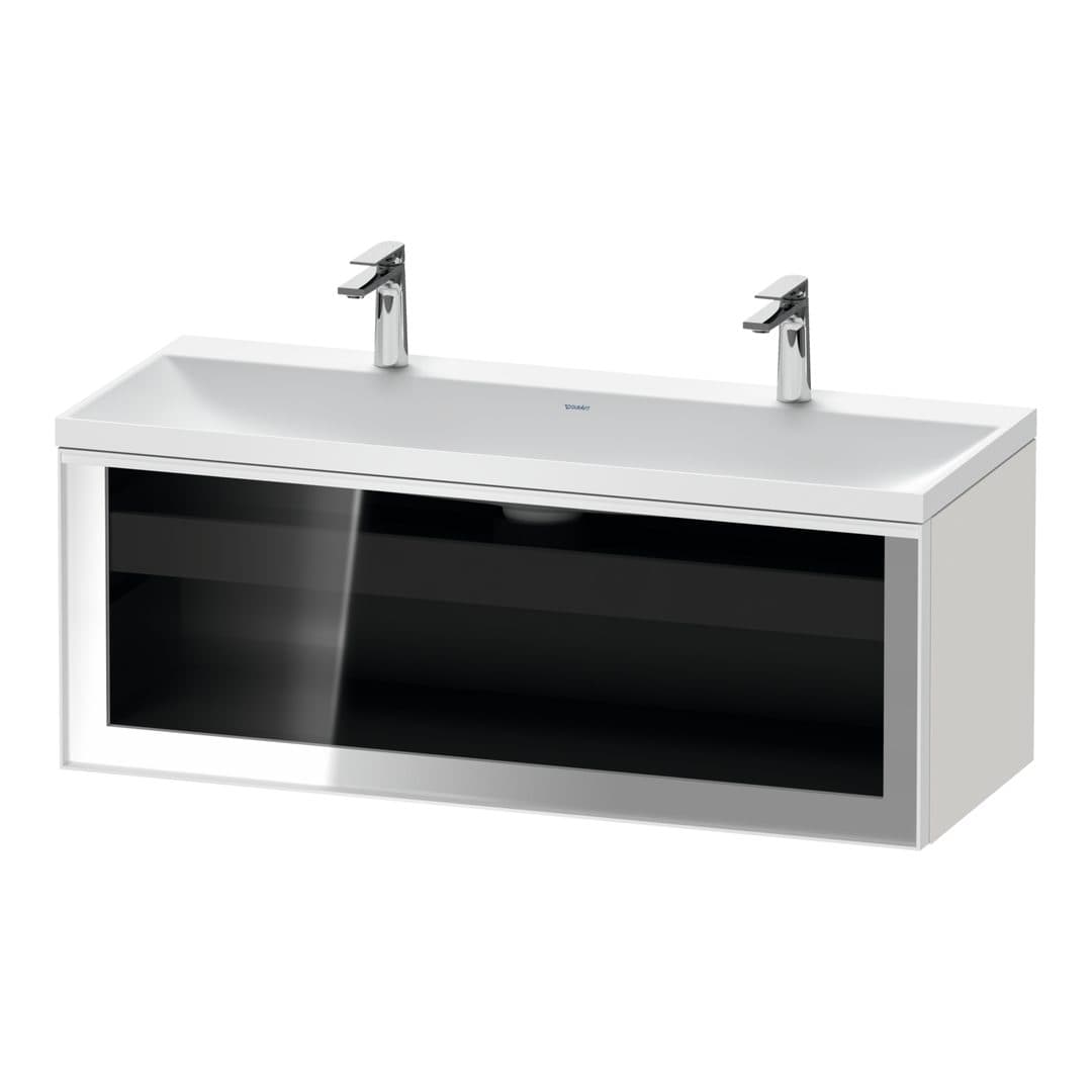 Duravit Vitrium – Έπιπλο Νιπτήρα – 1200 mm, με νιπτήρα, 1 συρτάρι, νιπτήρας κέντρο, σώμα White High Gloss, έκδοση O – Parsol grey Glossy, Glass (VT4299O2222000W)