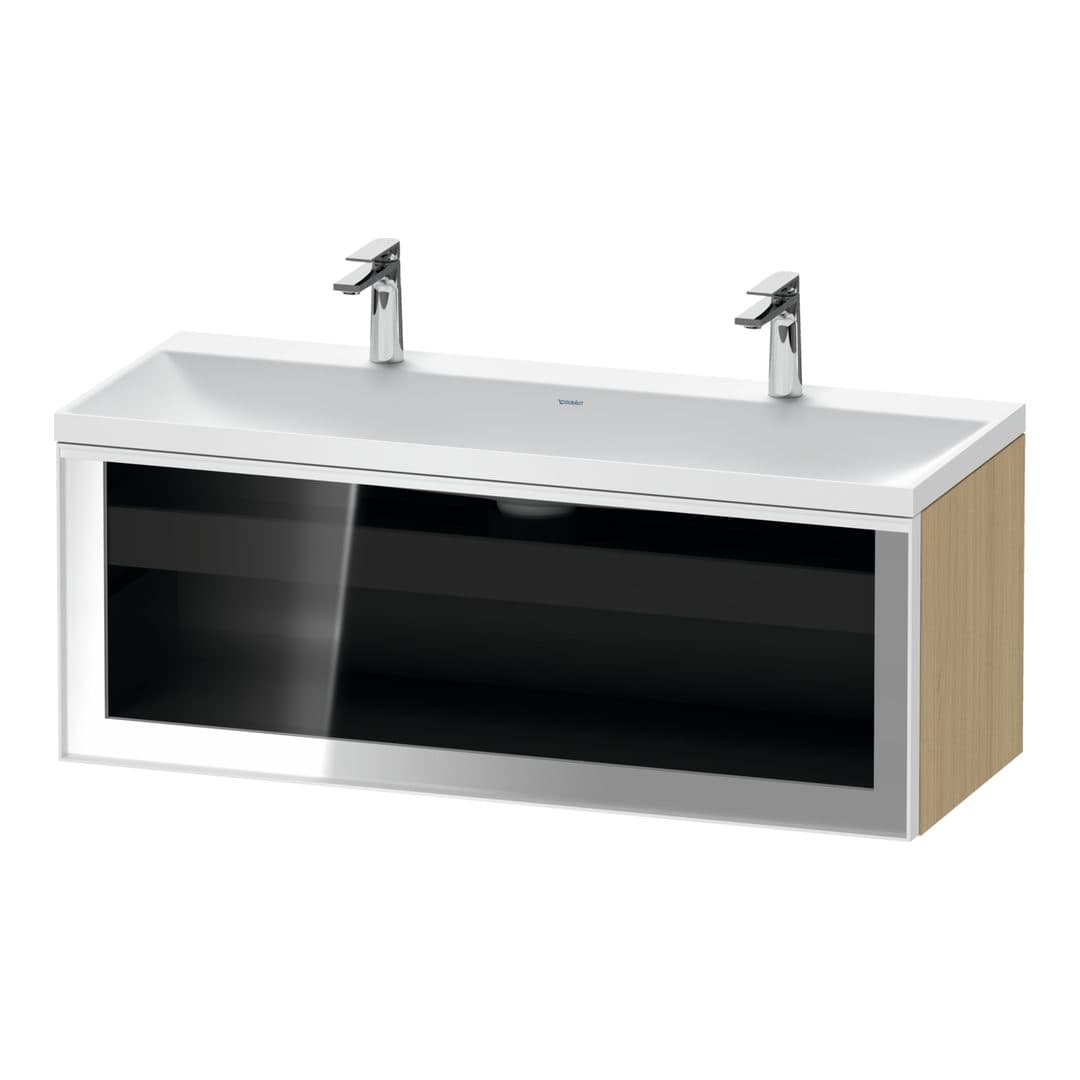Duravit Vitrium – Έπιπλο Νιπτήρα – 1200 mm, με νιπτήρα, 1 συρτάρι, νιπτήρας κέντρο, σώμα Natural oak – Parsol grey Glossy, Glass (VT4299O3030000W)