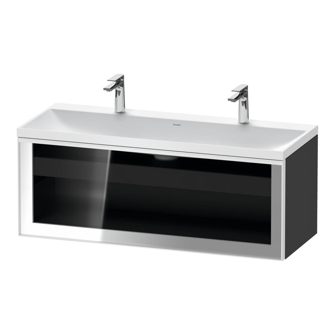 Duravit Vitrium – Έπιπλο Νιπτήρα – 1200 mm, με νιπτήρα, 1 συρτάρι, νιπτήρας κέντρο, σώμα Graphite Matt – Parsol grey Glossy, Glass (VT4299O4949000W)
