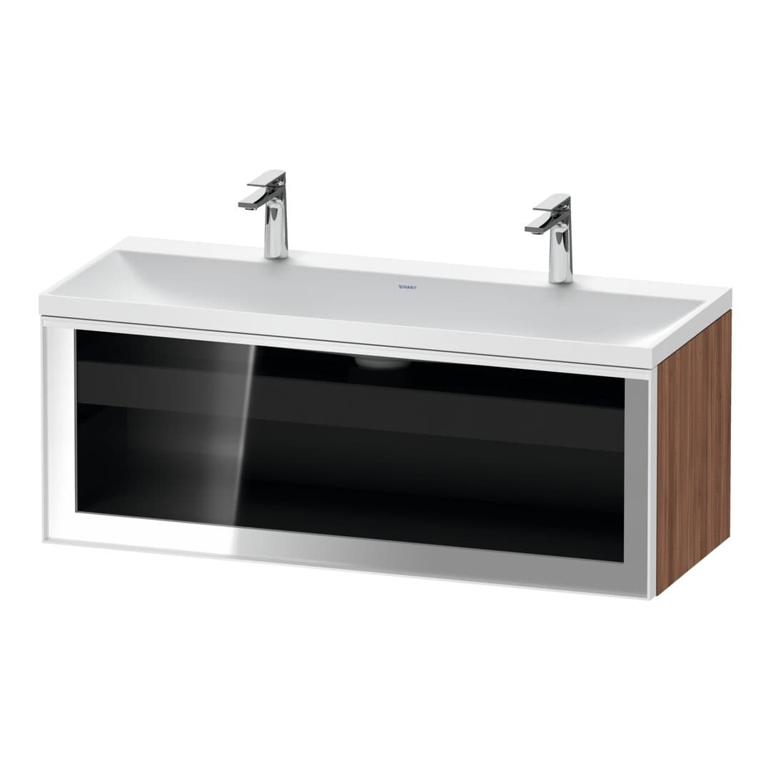 Duravit Vitrium – Έπιπλο Νιπτήρα – 1200 mm, με νιπτήρα, 1 συρτάρι, νιπτήρας κέντρο, σώμα Walnut Matt, έκδοση O – Parsol grey Glossy, Glass (VT4299O7979000W)