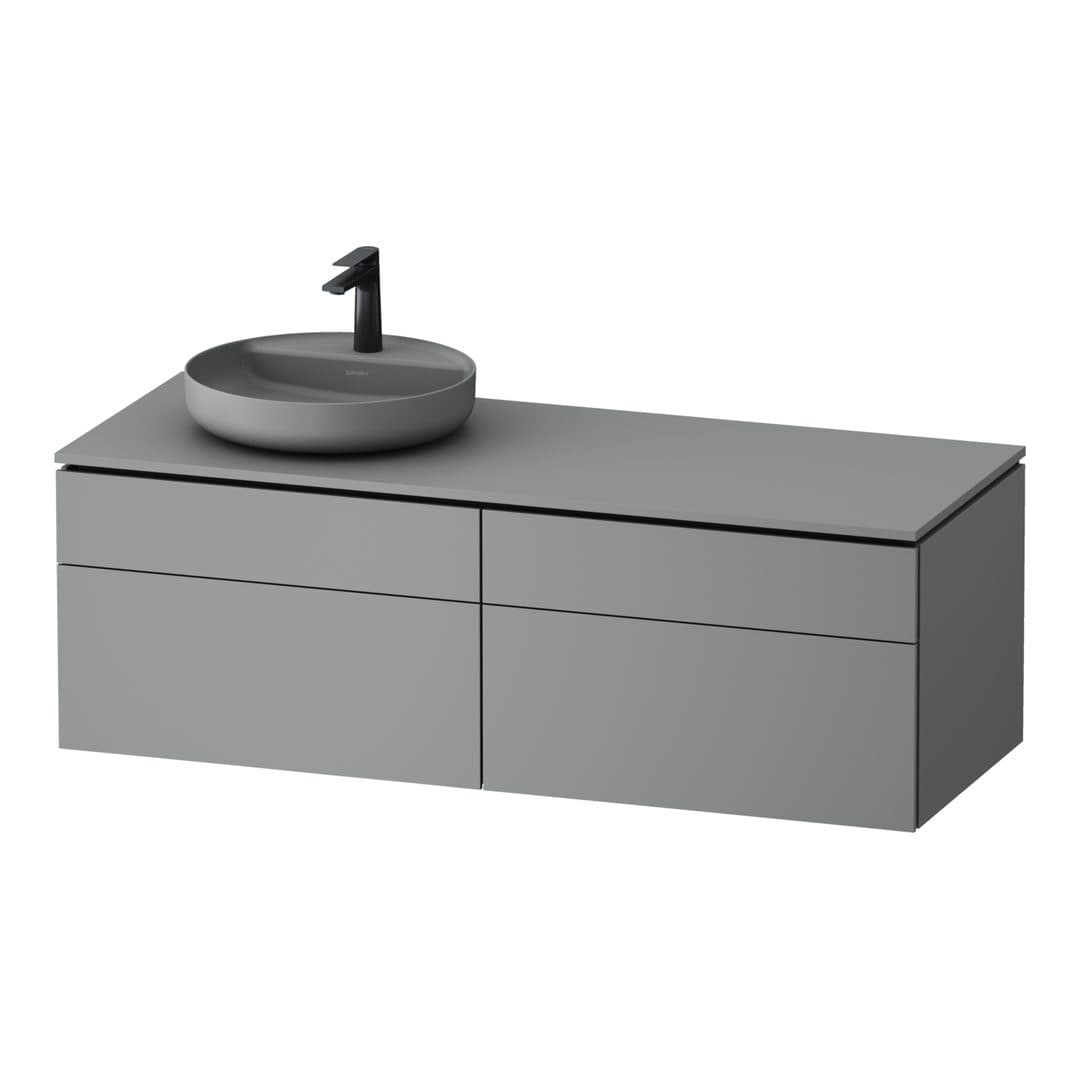 Duravit Vitrium – Έπιπλο Νιπτήρα – 1420 mm, για κονσόλα, 4 συρτάρια, νιπτήρας αριστερά – Light grey Matt, Lacquer (VT4870LHDHD0000)