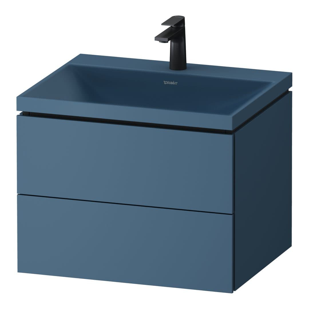 Duravit Vitrium – Έπιπλο Νιπτήρα – 600 mm, με νιπτήρα, 2 συρτάρια, νιπτήρας κέντρο, έκδοση O – Parlour blue Matt, Lacquer (VT6950OHBHB0000)