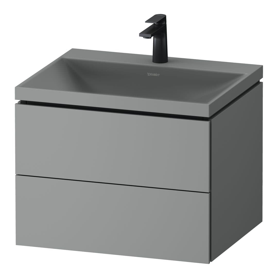 Duravit Vitrium – Έπιπλο Νιπτήρα – 600 mm, με νιπτήρα, 2 συρτάρια, νιπτήρας κέντρο, έκδοση O – Light grey Matt, Lacquer (VT6950OHDHD0000)
