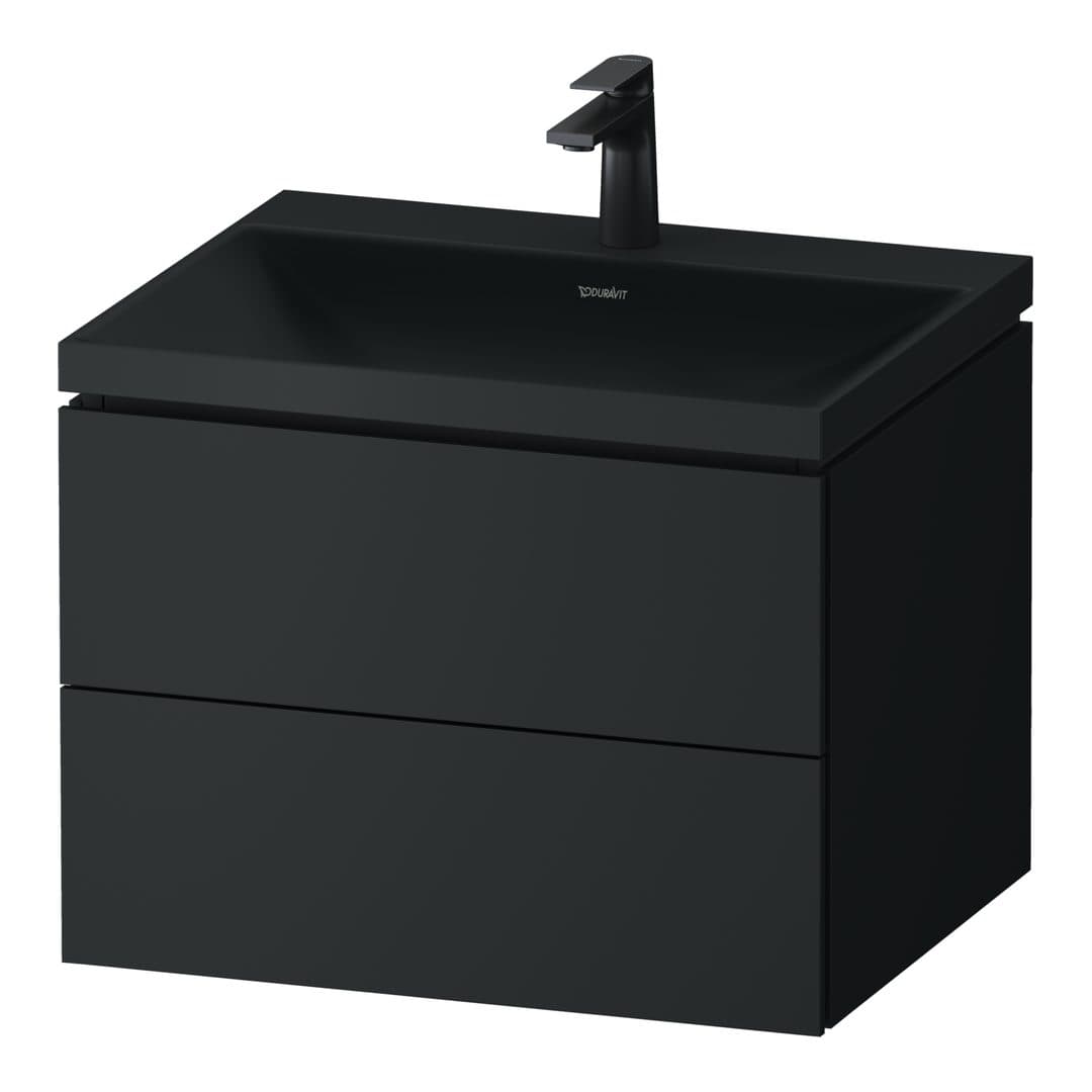 Duravit Vitrium – Έπιπλο Νιπτήρα – 600 mm, με νιπτήρα, 2 συρτάρια, νιπτήρας κέντρο, έκδοση O – Dark grey Matt, Lacquer (VT6950OHEHE0000)