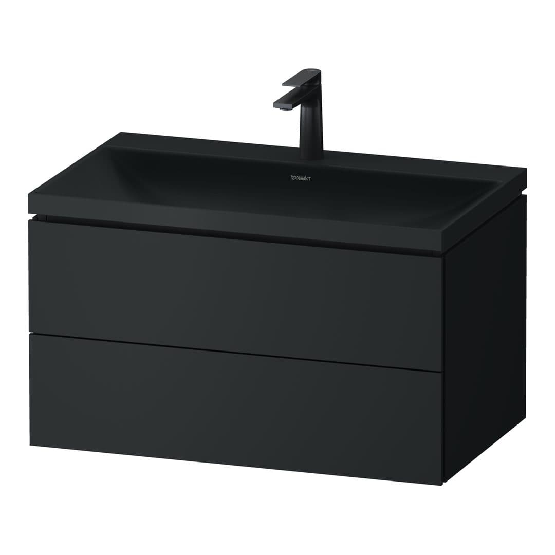 Duravit Vitrium – Έπιπλο Νιπτήρα – 800 mm, με νιπτήρα, 2 συρτάρια, νιπτήρας κέντρο, έκδοση O – Dark grey Matt, Lacquer (VT6951OHEHE0000)