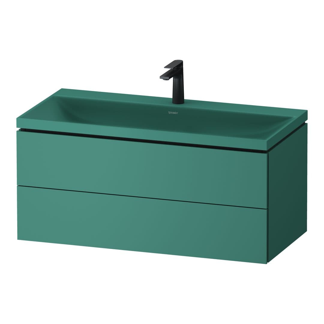Duravit Vitrium – Έπιπλο Νιπτήρα – 1000 mm, με νιπτήρα, 2 συρτάρια, νιπτήρας κέντρο, έκδοση O – Green blue Matt, Lacquer (VT6952OHAHA0000)