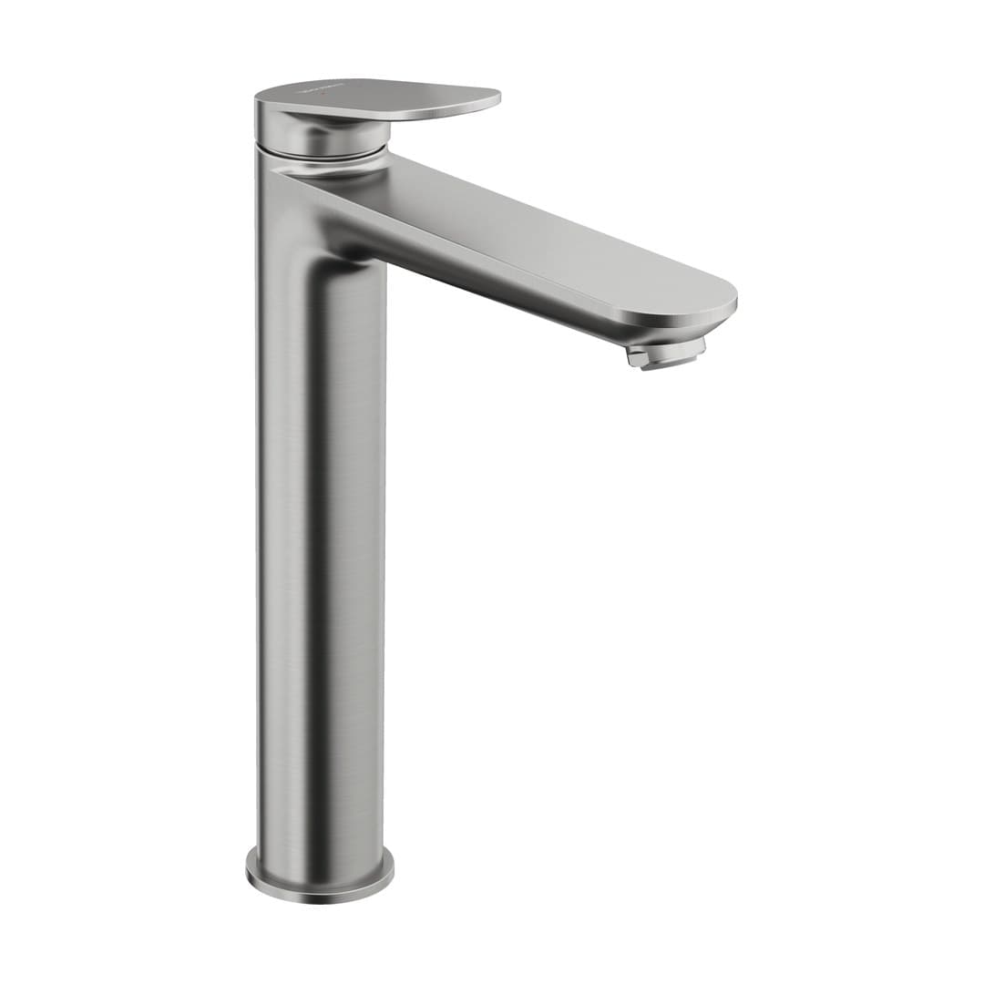 Duravit Wave – Μπαταρία Νιπτήρα Ψηλή – σύνδεση σπιράλ 3/8" – Stainless steel Brushed (WA1040002070)