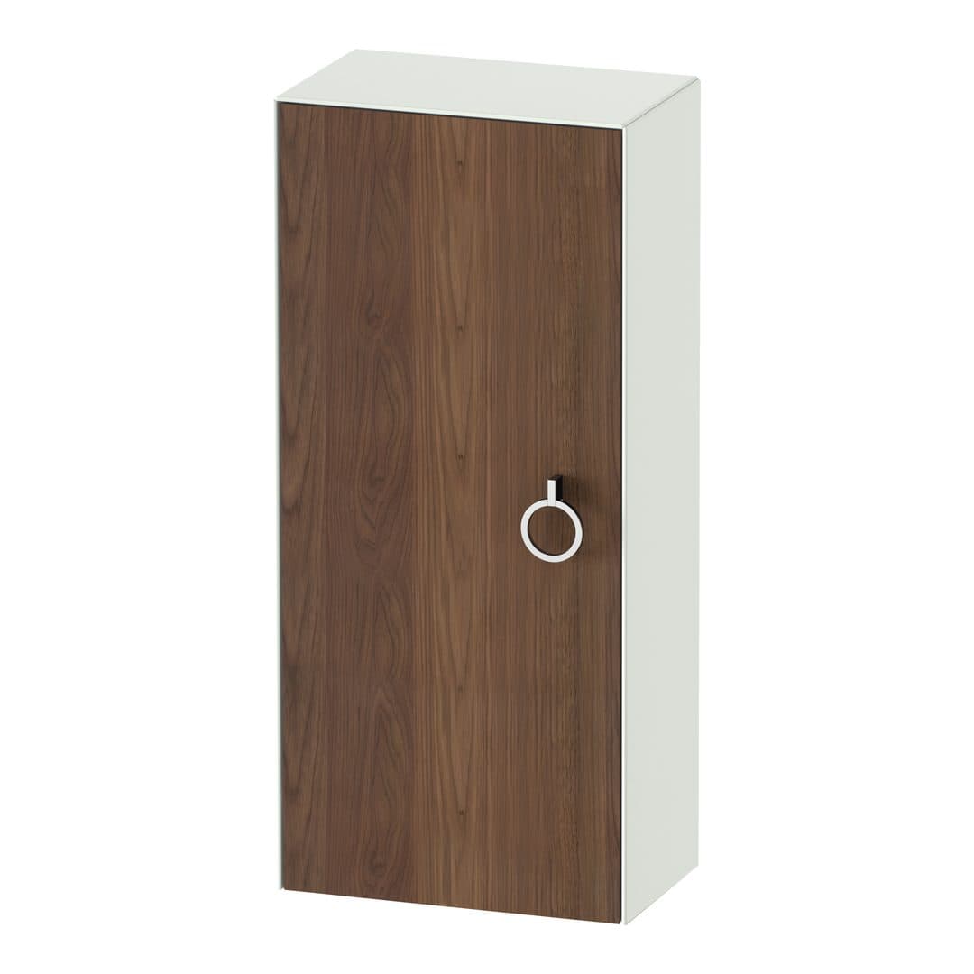 Duravit White Tulip – Κολόνα Μπάνιου – 400 mm, μεσαία, 1 πόρτα, αριστερή, σώμα White Satin Matt, 400 x 240 x 880 mm, Total number of shelves: 2 – American walnut Matt, Solid wood (WT1323L7736)