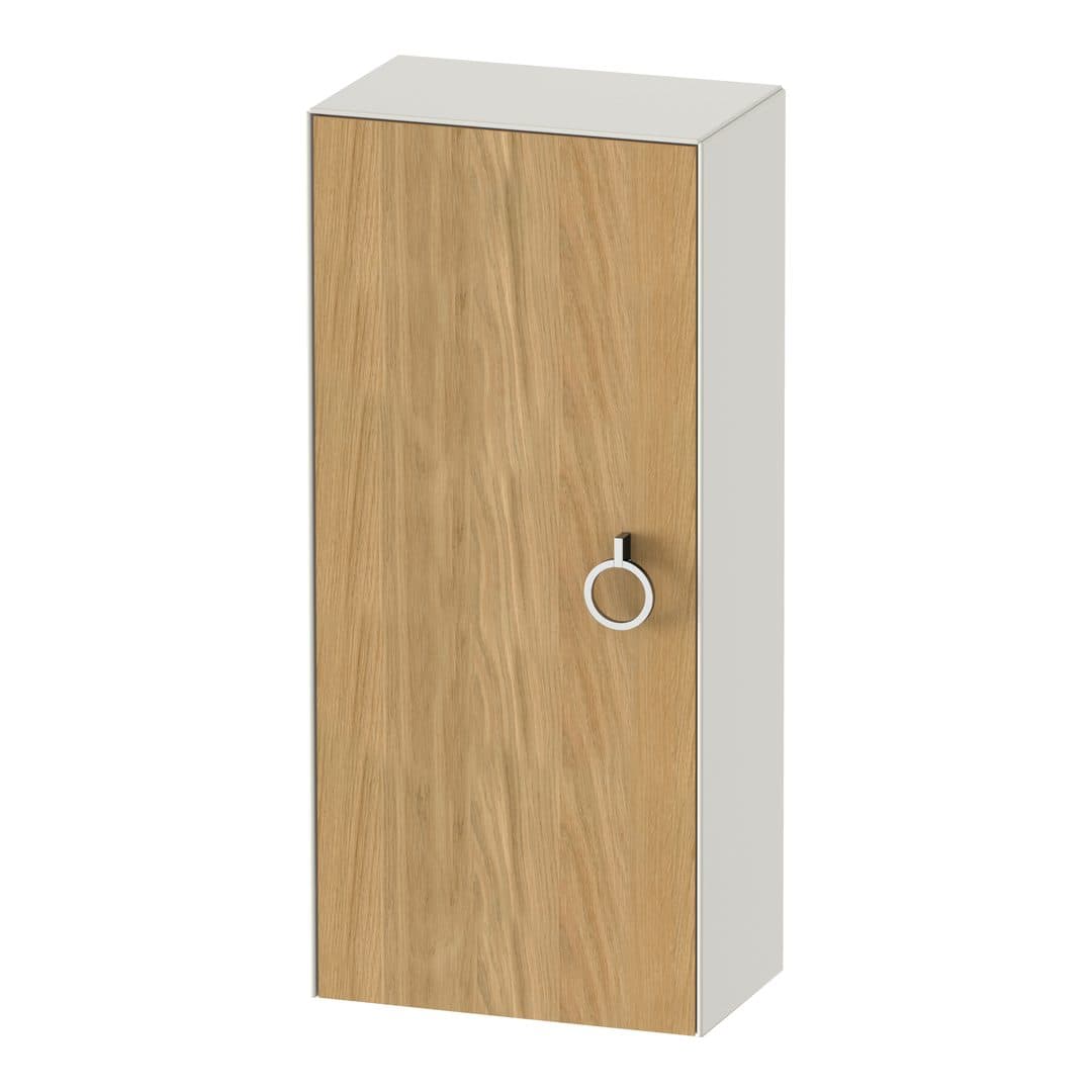 Duravit White Tulip – Κολόνα Μπάνιου – 400 mm, μεσαία, 1 πόρτα, αριστερή, σώμα Nordic white Satin Matt, 400 x 240 x 880 mm, Total number of shelves: 2 – Natural Oak solid Matt, Solid wood (WT1323LH539)