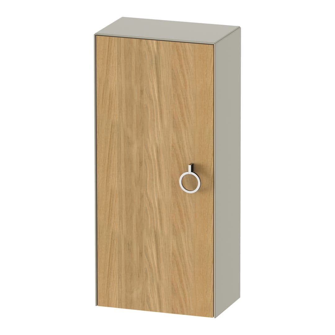 Duravit White Tulip – Κολόνα Μπάνιου – 400 mm, μεσαία, 1 πόρτα, αριστερή, σώμα Taupe Satin Matt, 400 x 240 x 880 mm, Total number of shelves: 2 – Natural Oak solid Matt, Solid wood (WT1323LH560)
