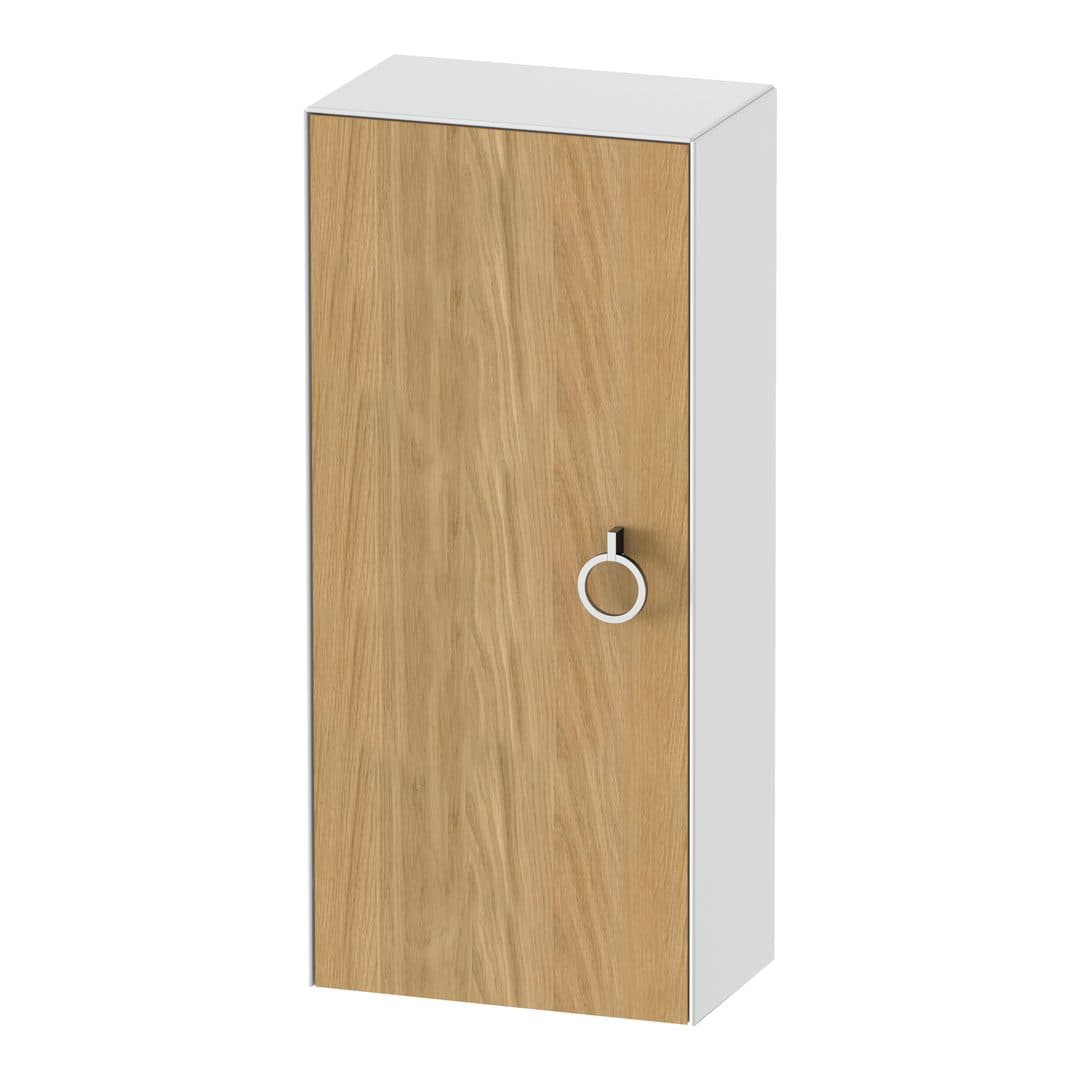 Duravit White Tulip – Κολόνα Μπάνιου – 400 mm, μεσαία, 1 πόρτα, αριστερή, σώμα White High Gloss, 400 x 240 x 880 mm, Total number of shelves: 2 – Natural Oak solid Matt, Solid wood (WT1323LH585)