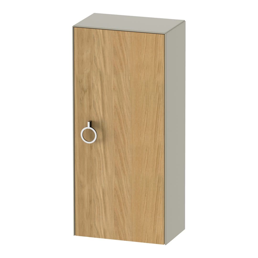 Duravit White Tulip – Κολόνα Μπάνιου – 400 mm, μεσαία, 1 πόρτα, δεξιά, σώμα Taupe Satin Matt, 400 x 240 x 880 mm, Total number of shelves: 2 – Natural Oak solid Matt, Solid wood (WT1323RH560)