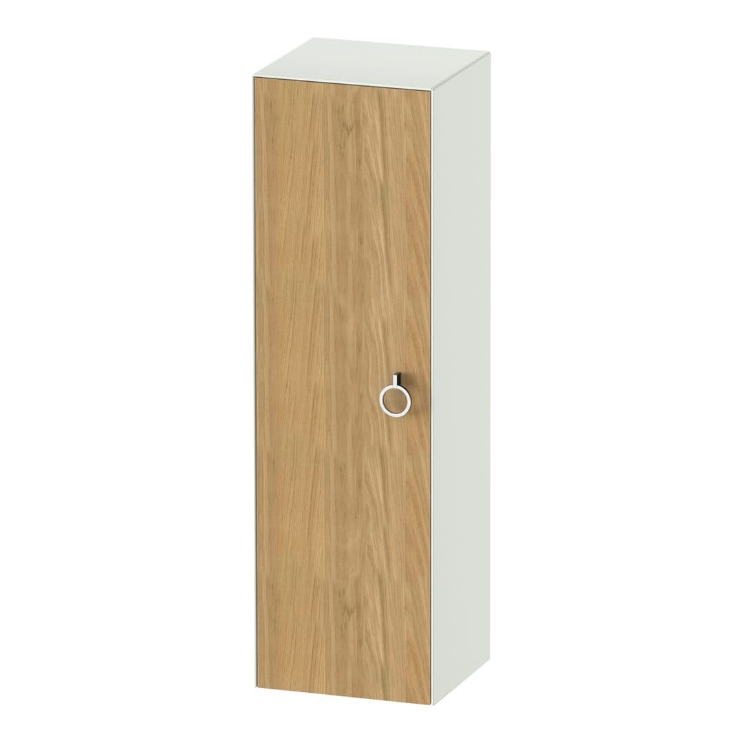 Duravit White Tulip – Κολόνα Μπάνιου – 400 mm, μεσαία, 1 πόρτα, αριστερή, σώμα White Satin Matt, 400 x 360 x 1320 mm, Total number of shelves: 3 – Natural Oak solid Matt, Solid wood (WT1333LH536)