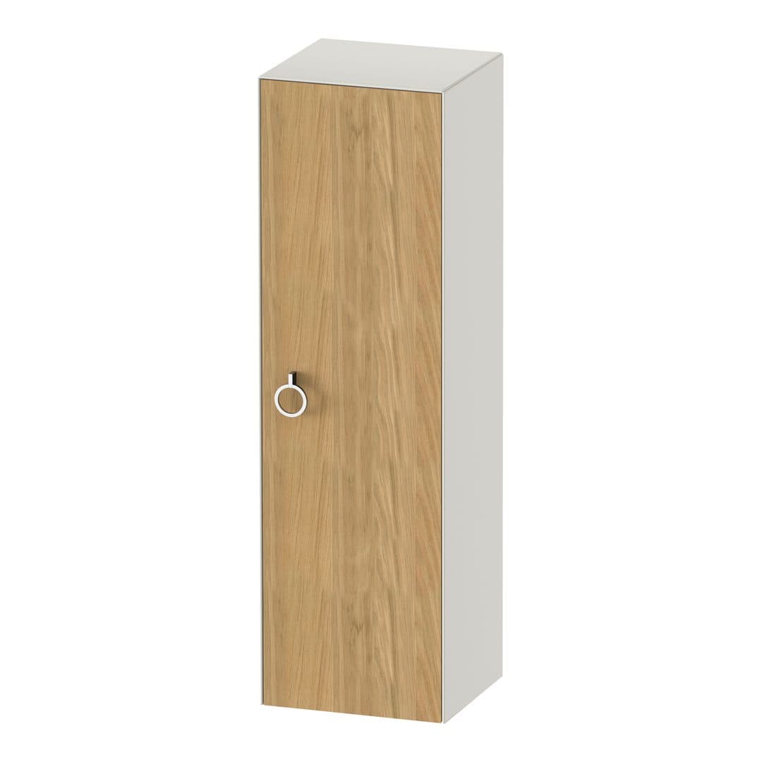 Duravit White Tulip – Κολόνα Μπάνιου – 400 mm, μεσαία, 1 πόρτα, δεξιά, σώμα Nordic white Satin Matt, 400 x 360 x 1320 mm, Total number of shelves: 3 – Natural Oak solid Matt, Solid wood (WT1333RH539)