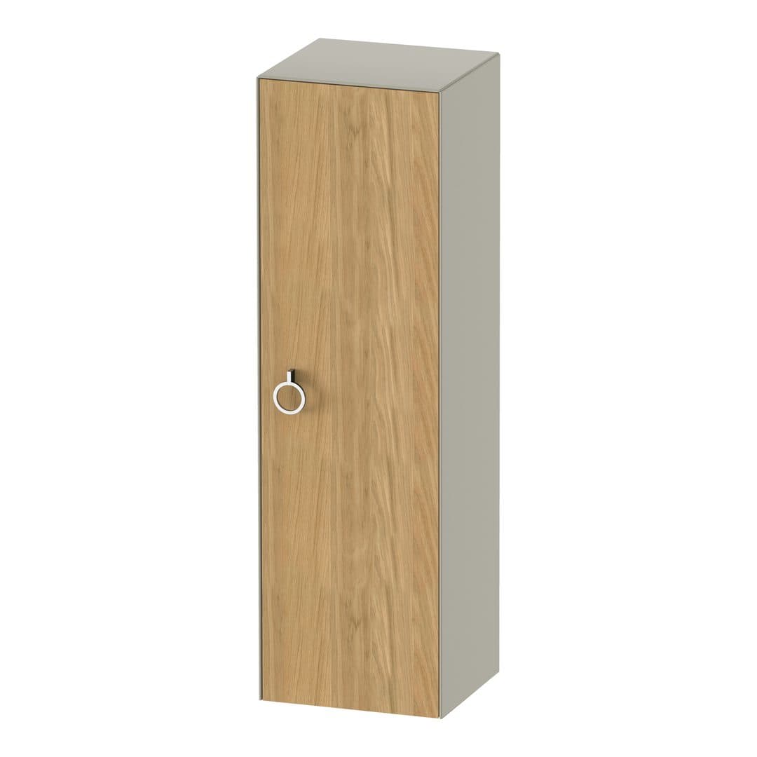 Duravit White Tulip – Κολόνα Μπάνιου – 400 mm, μεσαία, 1 πόρτα, δεξιά, σώμα Taupe Satin Matt, 400 x 360 x 1320 mm, Total number of shelves: 3 – Natural Oak solid Matt, Solid wood (WT1333RH560)