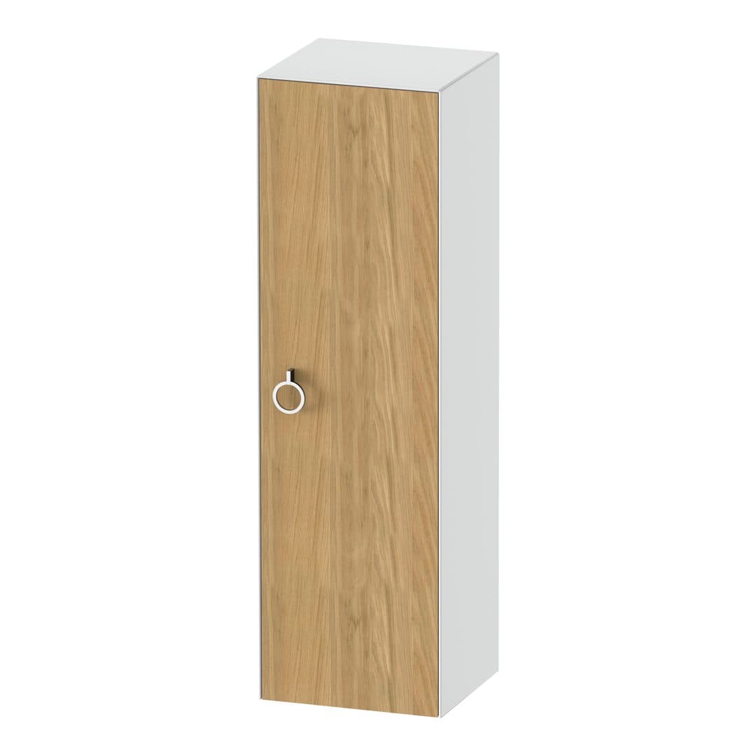Duravit White Tulip – Κολόνα Μπάνιου – 400 mm, μεσαία, 1 πόρτα, δεξιά, σώμα White High Gloss, 400 x 360 x 1320 mm, Total number of shelves: 3 – Natural Oak solid Matt, Solid wood (WT1333RH585)
