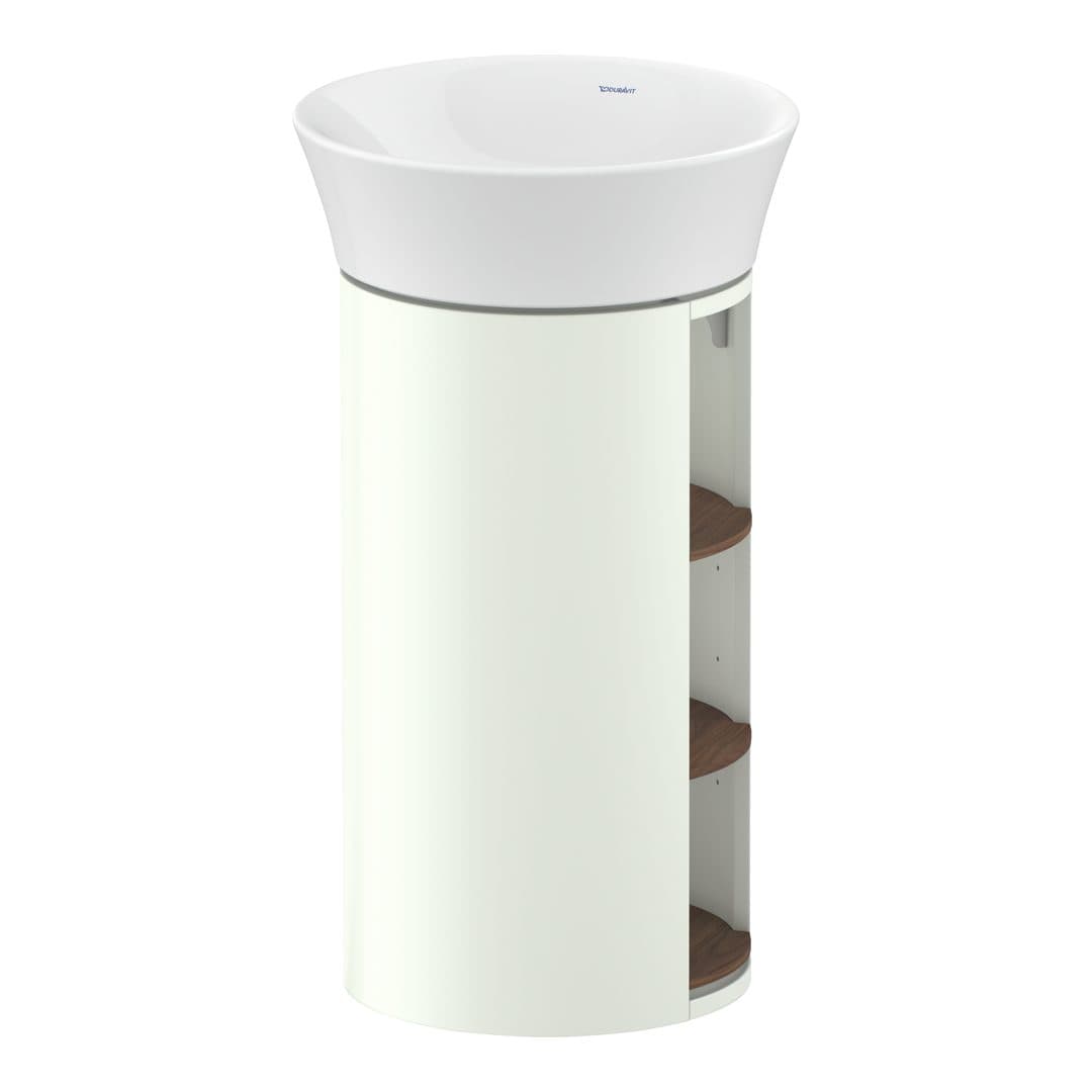 Duravit White Tulip – Έπιπλο Νιπτήρα – 410 mm, νιπτήρας κέντρο, σώμα White Satin Matt, 410 x 410 x 750 mm – American walnut Matt, Solid wood (WT423907736)