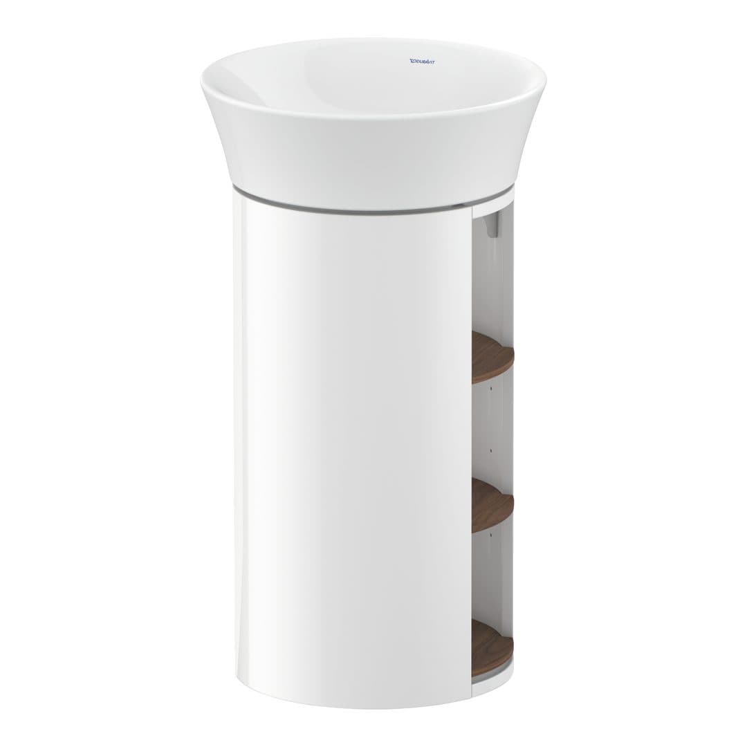 Duravit White Tulip – Έπιπλο Νιπτήρα – 410 mm, νιπτήρας κέντρο, σώμα White High Gloss, 410 x 410 x 750 mm – American walnut Matt, Solid wood (WT423907785)