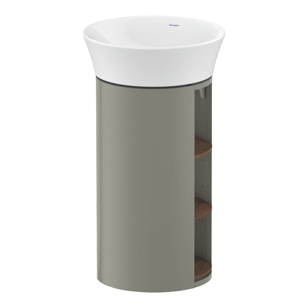 Duravit White Tulip – Έπιπλο Νιπτήρα – 410 mm, νιπτήρας κέντρο, σώμα Stone grey Satin Matt, 410 x 410 x 750 mm – American walnut Matt, Solid wood (WT423907792)