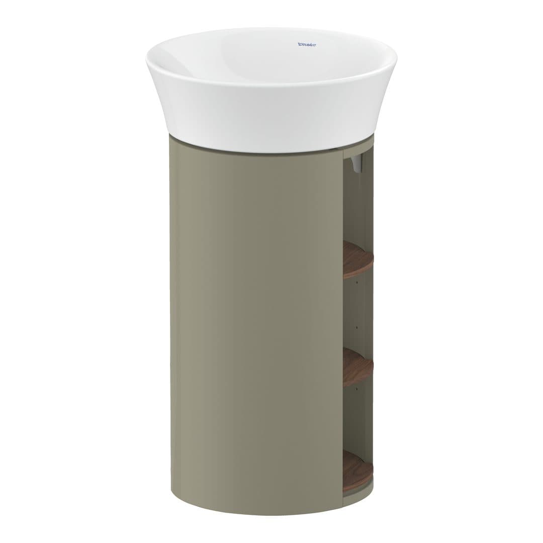 Duravit White Tulip – Έπιπλο Νιπτήρα – 410 mm, νιπτήρας κέντρο, σώμα Stone grey High Gloss, 410 x 410 x 750 mm – American walnut Matt, Solid wood (WT4239077H2)