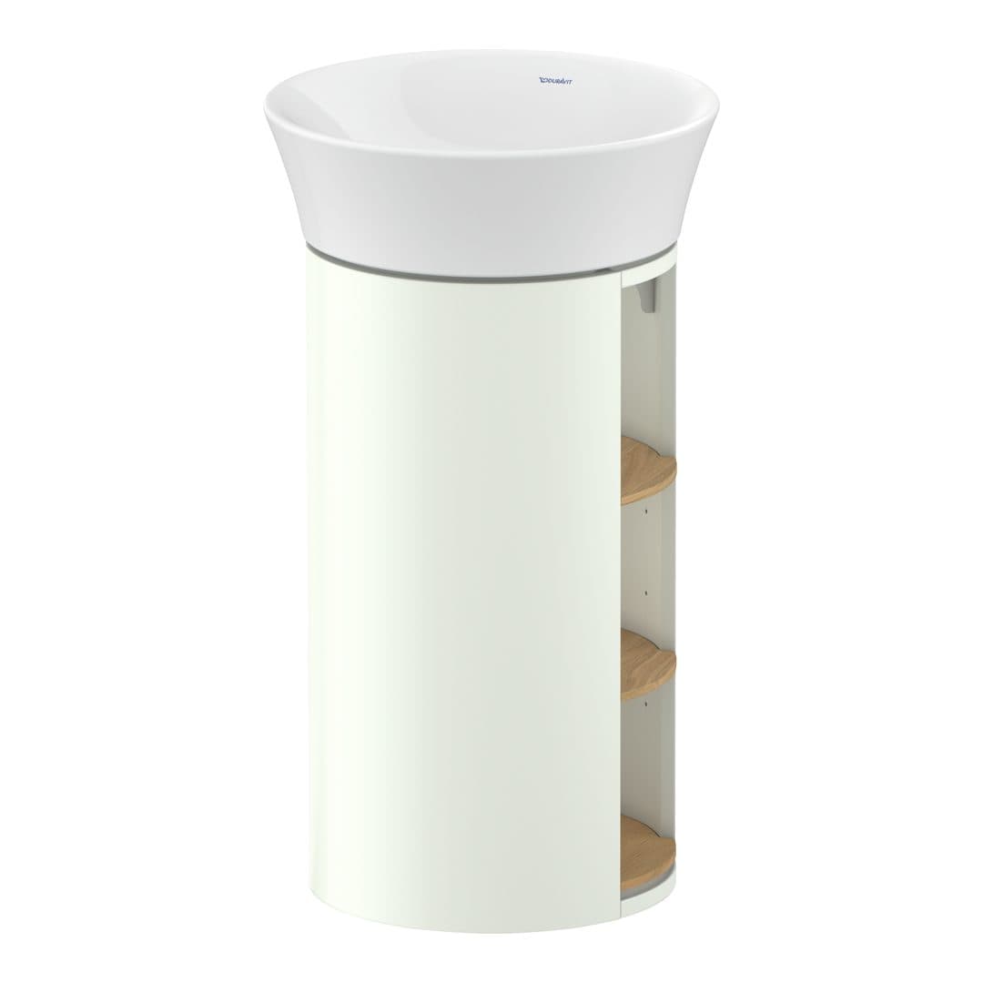 Duravit White Tulip – Έπιπλο Νιπτήρα – 410 mm, νιπτήρας κέντρο, σώμα White Satin Matt, 410 x 410 x 750 mm – Natural Oak solid Matt, Solid wood (WT42390H536)