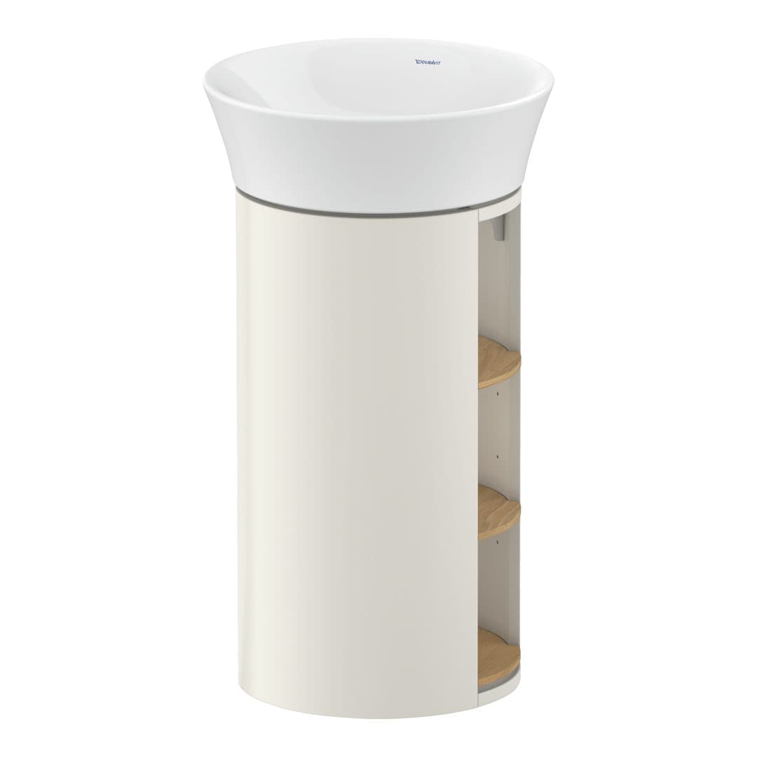 Duravit White Tulip – Έπιπλο Νιπτήρα – 410 mm, νιπτήρας κέντρο, σώμα Nordic white Satin Matt, 410 x 410 x 750 mm – Natural Oak solid Matt, Solid wood (WT42390H539)