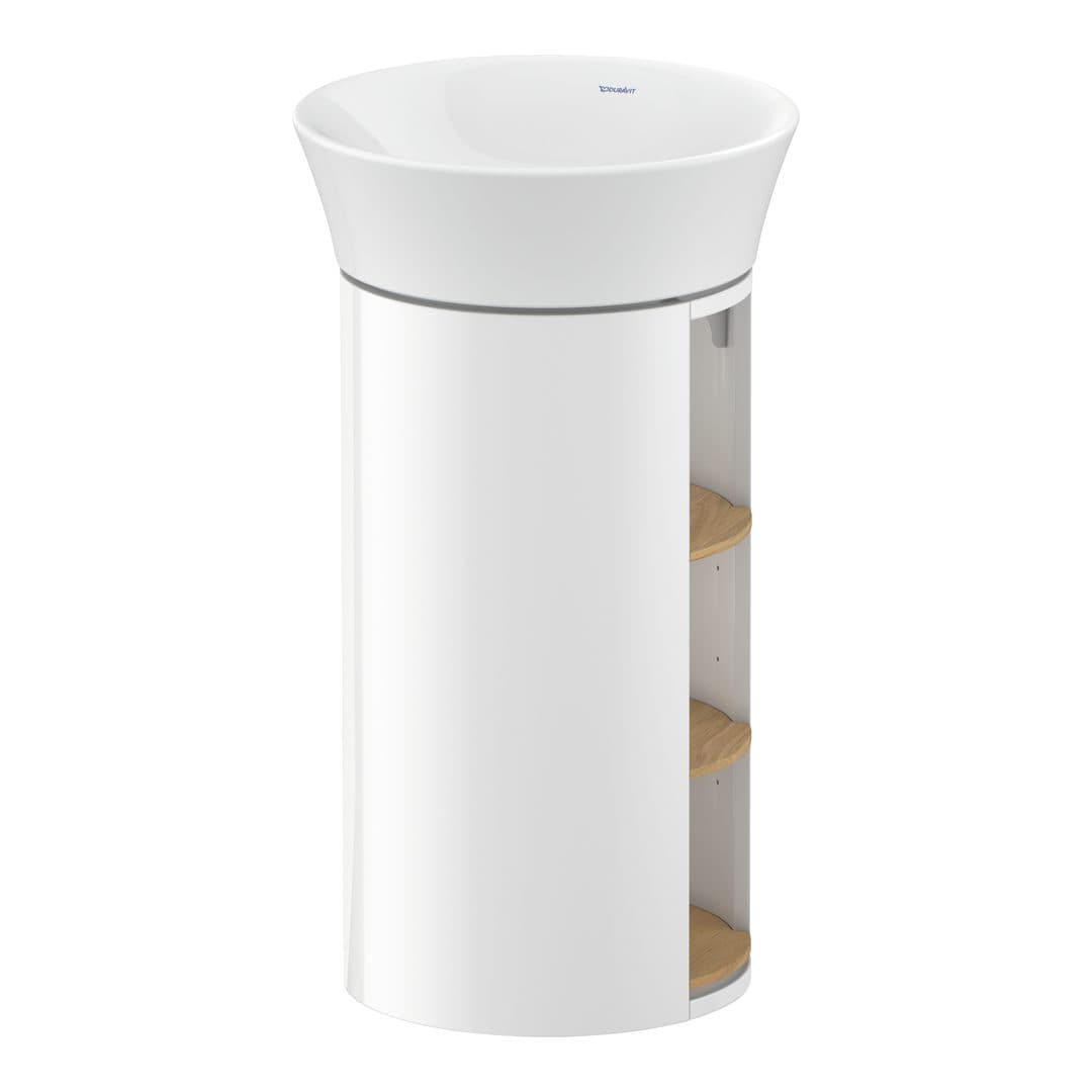 Duravit White Tulip – Έπιπλο Νιπτήρα – 410 mm, νιπτήρας κέντρο, σώμα White High Gloss, 410 x 410 x 750 mm – Natural Oak solid Matt, Solid wood (WT42390H585)