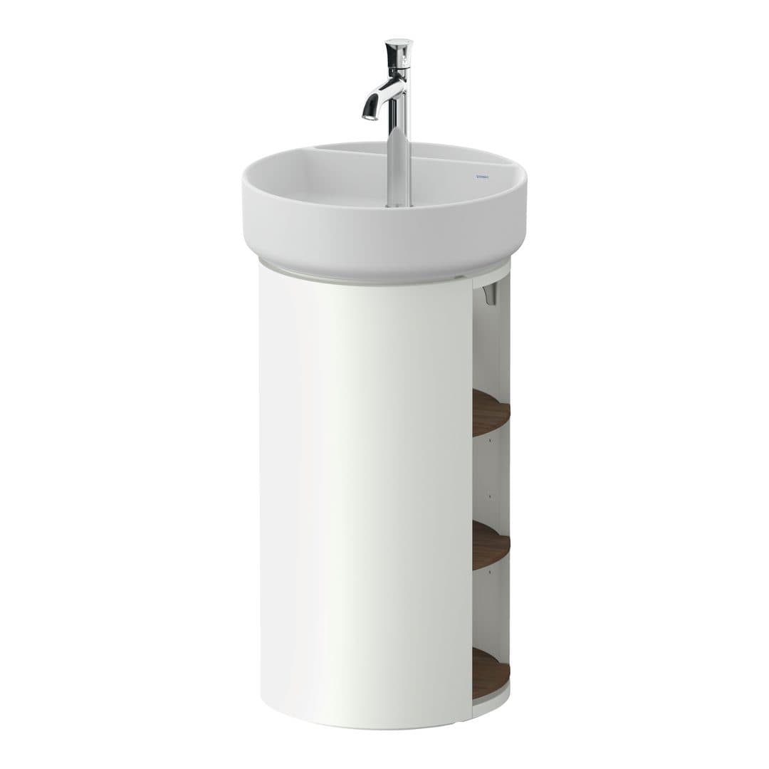 Duravit White Tulip – Έπιπλο Νιπτήρα – 410 mm, νιπτήρας κέντρο, σώμα White Satin Matt, 410 x 410 x 751 mm – American walnut Matt, Solid wood (WT4244077360000)