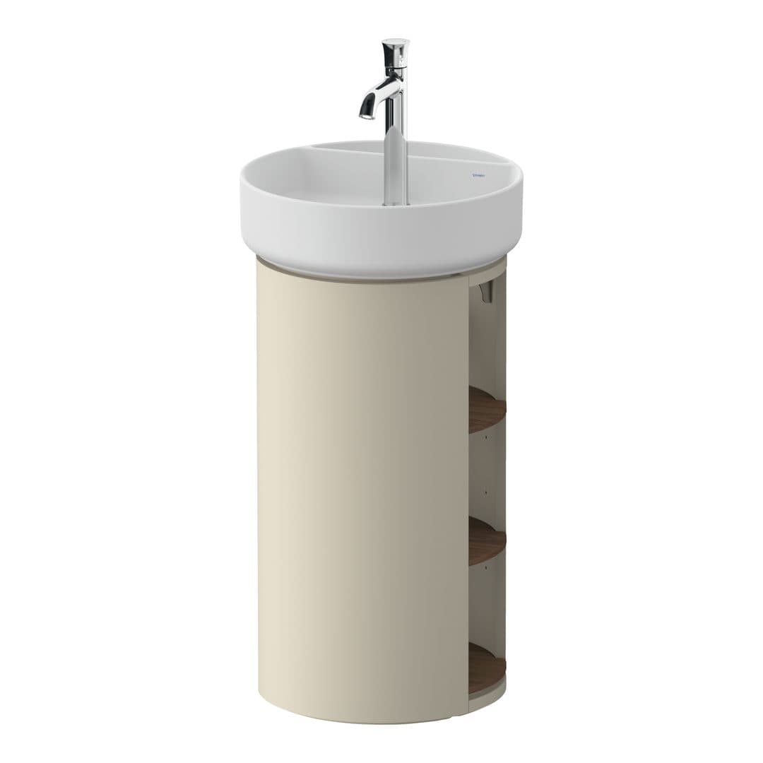 Duravit White Tulip – Έπιπλο Νιπτήρα – 410 mm, νιπτήρας κέντρο, σώμα Taupe Satin Matt, 410 x 410 x 751 mm – American walnut Matt, Solid wood (WT4244077600000)