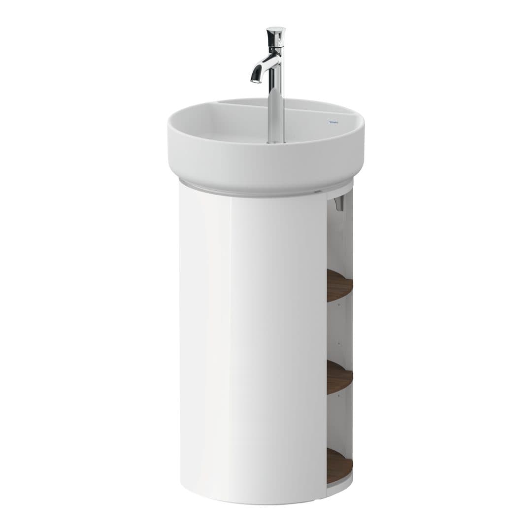 Duravit White Tulip – Έπιπλο Νιπτήρα – 410 mm, νιπτήρας κέντρο, σώμα White High Gloss, 410 x 410 x 751 mm – American walnut Matt, Solid wood (WT4244077850000)