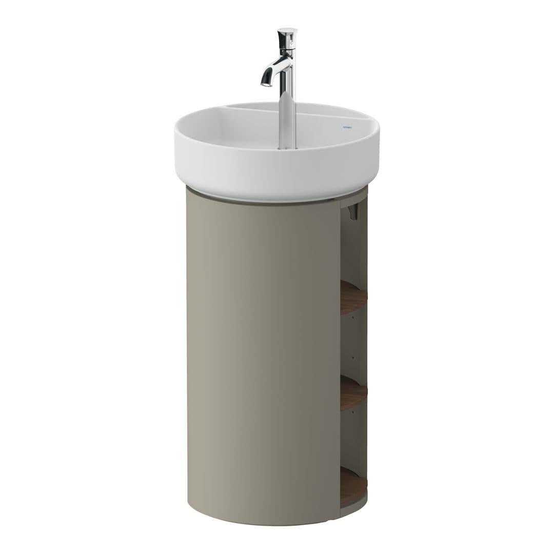 Duravit White Tulip – Έπιπλο Νιπτήρα – 410 mm, νιπτήρας κέντρο, σώμα Stone grey Satin Matt, 410 x 410 x 751 mm – American walnut Matt, Solid wood (WT4244077920000)
